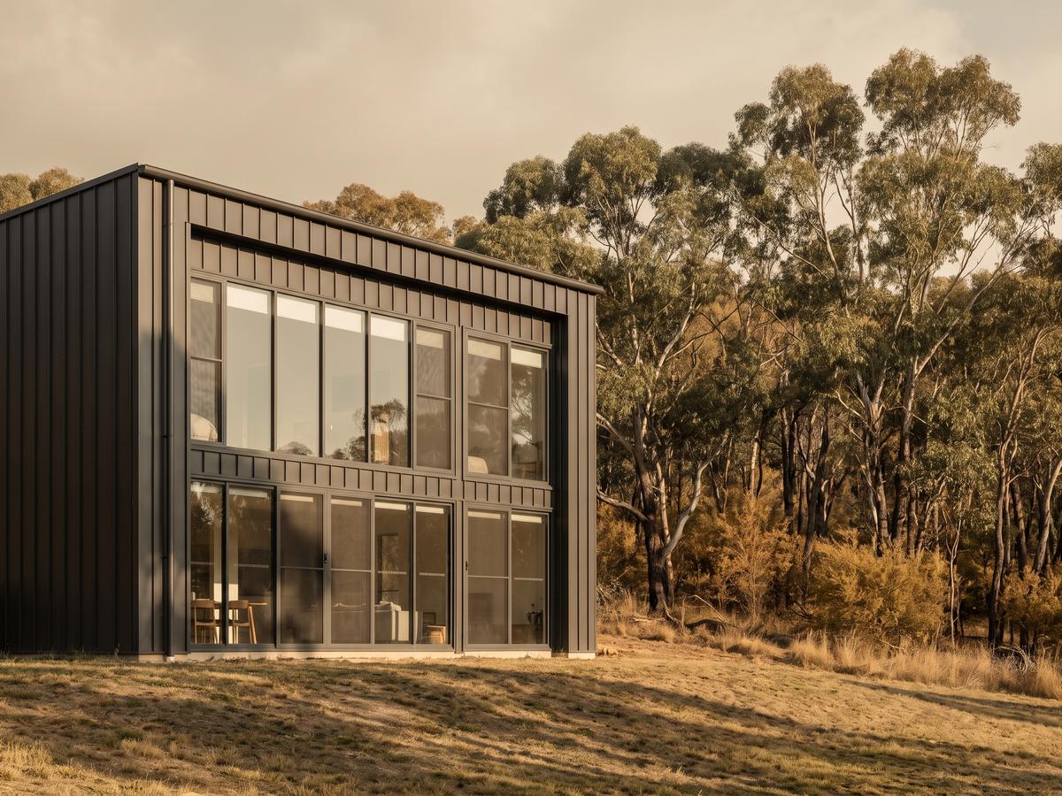 Bushland fringe home with ember protection security screens on every window